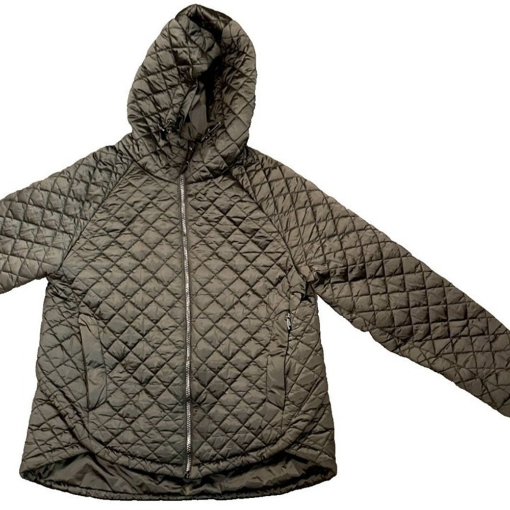 BCBG MAxazria Womens Hooded Quilted Jacket Coat With Zipper &‎ Drawstring